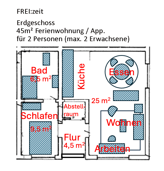 Grundriss Ferienwohnung FREIzeit in Cölbe-Marburg